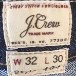 J Crew Men's 32 x  30 Kaihara Denim 484 Dark Wash Slim Straight Blue Jeans